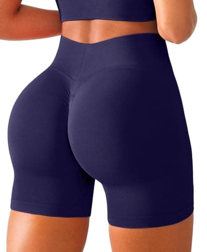 BRXL Compression Impact Shorts for Women Scrunch Butt Lifting Plus Size Seamless High Waist Workout Gym Spandex Shorts Blue L - Image 1