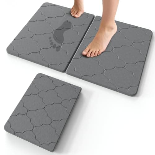 Foldable Diatomaceous Earth Bath Mat - 24"x16" Ultra-Absorbent Stone Shower Mat for Bathroom Floor - Instant Dry Non-Slip Diatomite Floor Mat - Minimalist Stone Dish Drying Mat for Kitchen - Image 1