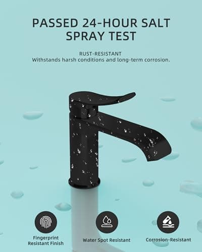 BELZ Black Bathroom Faucet 1 Hole, Modern Vanity Faucet for Bathroom Sink, Lead-Free Single Handle Basin Faucet with Pop-up Drain - Thumbnail 6