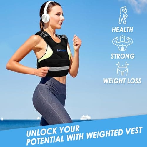 ExtreSpo Adjustable Weighted Vest for Women and Men, 20-32lb Weight Vest with 6 Ironsand Weights, Body Weight Vest Exercise Set with Reflective Strip for Strength Training and Workout - Thumbnail 5