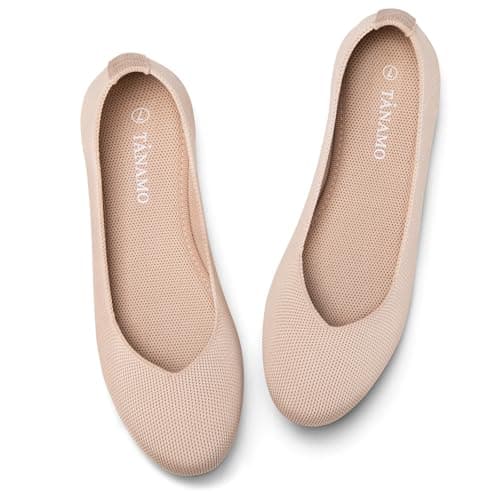 Tanamo Women's Flat Ballet Shoes Knit Flat Shoes for Women Round Toe Slip on Women Flats for Dressy Casual Office Work Wedding Comfort Soft Pink Size40 - Image 1