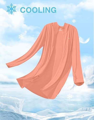 Soothfeel Women's UPF 50+ Swim Cover Up Sun Protection Hoodie SPF Lightweight Jacket Long Sleeve Beach Cover Ups for Women (Coral Pink,XL) - Thumbnail 5