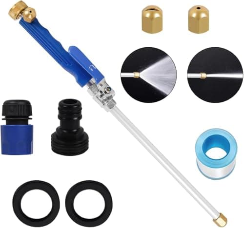 Jet Nozzle Power Washer for Garden Hose, 2-In-1 High Pressure Hose Nozzle, Upgraded High Pressure Washer Tools Attachment With 2 Different Nozzles And Hose Quick Connectors (Blue) - Image 1