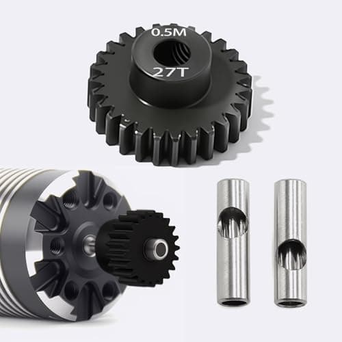 0.5M Pinion Gear 27T Hardened Steel 3.175mm Bore with 2.3mm Adapter, Precision Motor Gear for ARRMA 1/14 Typhon 1/16 Mojave 1/18 Granite, Losi 1/12, 0.5Mod Gear 13T-27T for HOBBYWING Motors - Thumbnail 4
