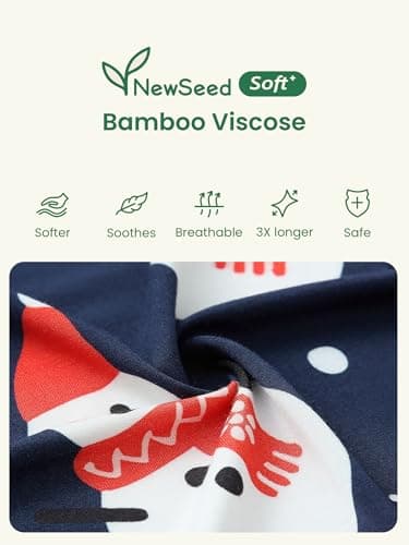 Infant Boys Girls Outfit Clothes Set Newborn Baby Romper Bamboo Long Sleeve Zipper Bodysuit Jumpsuit (Christmas Snowman, 1-3M) - Thumbnail 6