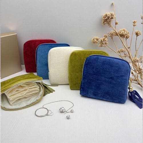 Zeelooroo Small Travel Jewelry Case, Soft Velvet Organizer Pouch for Bangle, Bracelets, large Earrings, Beaded necklace, Anti-Scratch & Portable Jewelry Bag Holder for Travel & Everyday Use (Purple) - Thumbnail 6