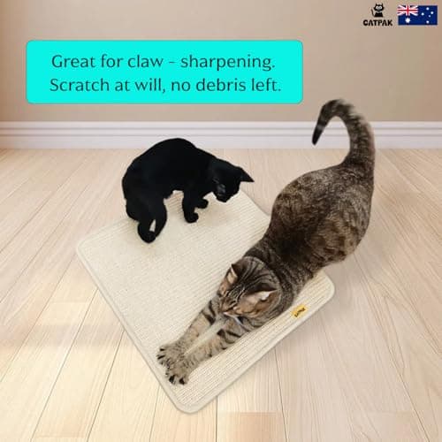 CATPAK 100% Natural Sisal Cat Scratching Mat, 17.2” Large Size, Super Strong Adhesive Hook & Loop Tape, Wall Mounted Scratch Rug for Indoor Cats, Beige (Primary, 17.2” x 17.2”) - Thumbnail 6