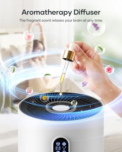 Air Purifiers for Home Large Room up to 1500 ft², MOOKA HEPA Air Purifier for Home Pets Hair in Bedroom with Aromatherapy, Air Filter Cleaner for Dorm, Pets, Office, 20dB, Night Light, B-D03, White - Thumbnail 4