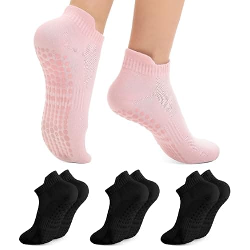 Walifrey Grip Pilates Socks, Yoga Socks with Grips for Women Non Slip (Black/Black/Black) - Image 1