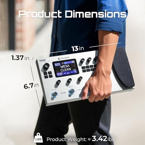 CAHAYA Guitar Pedal Board Multi-Effects: Professional Grade with 320 Effects 120 Amplifier Models Looper IR Cabinet Simulations Multi Effect Processor Pedal Board for Acoustic Electric Guitar & Bass - Thumbnail 6