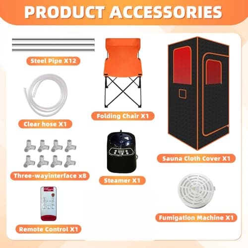 Roomisland Portable Steam Sauna Tent for Home, Single Person Sauna with 3L/1200W Steamer, Remote Control, Folding Chair, Indoor Personal Home Spa, 32" x 32" x 71" - Thumbnail 2