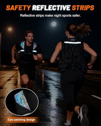 Weighted Vest for Woman Men, 0-10lbs Adjustable Running Vest with 10 Removable Weights, Weight Training Vest for Weight Loss, Colorful Reflective Straps & Phone Pockets, Machine Washable - Thumbnail 5