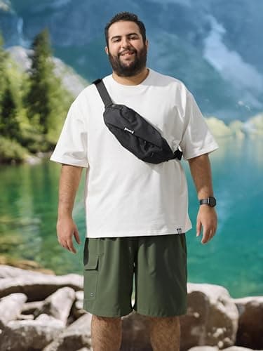 Arcweg Mens Big and Tall Swim Trunks 9" Quick Dry Swim Shorts with Compression Brief Liner Cargo Pocket Bathing Suits Borard Shorts for Men Pluse Size XL-6XL Army Green - Thumbnail 6