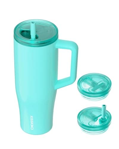 KISSKIND 40 oz Lumispin Tumbler with Handle and Hidden Straw, 100% Leak Proof Water Cup with Handle, Insulated Water Bottle for Travel, Mom, Nurse, Teacher, Student, Frosted Mint - Image 1