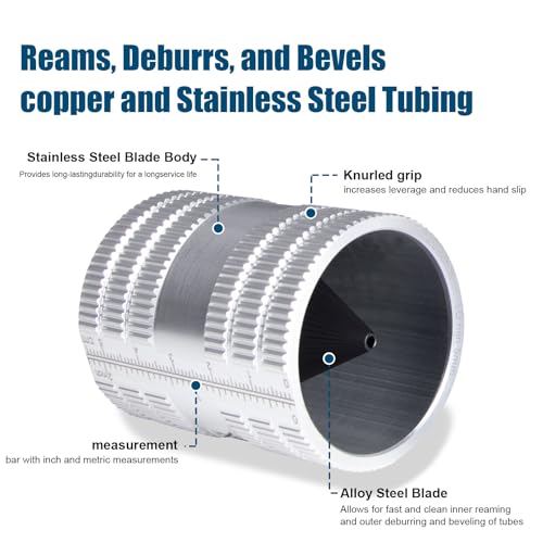 XUNTUI Professional Tubing Reamer, 1/4" to 1-3/8" Inner-Outer Pipe Reamer, 45 Heavy Duty 40Cr Alloy Steel Blades, Aluminum Body Deburring Tool for Stainless Steel, Copper, PVC - Thumbnail 3