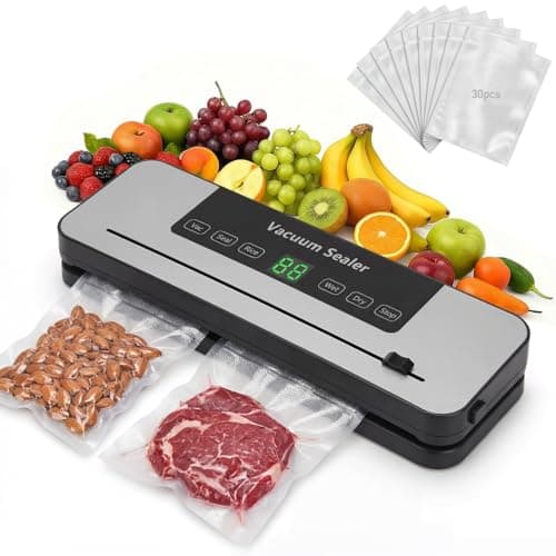 Myplinar Vacuum Sealer Machine for Food with 30 Storage Bags, Built-in Cutter, 6-in-1 Automatic Sealing Machine for Seal a Meal, Wet & Dry Food Prep, Compact Heat Sealer for Freezer Preservation - Image 1
