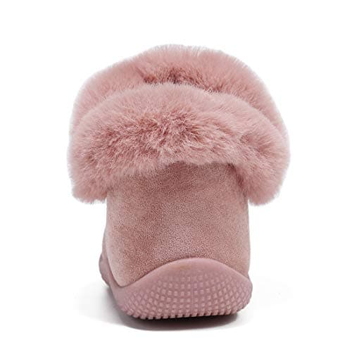 KEESKY Toddler Girl Boots Toddler Size 8 M Pink Suede Fur Lined Winter Warm Kids Shoes - Thumbnail 4