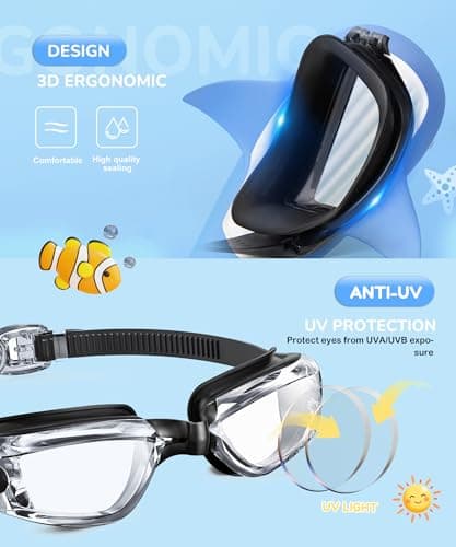 NSSIW Swim-Goggles-for-Kids 6-14 Kids Swimming-Goggles: Anti Fog with UV400 and No Leak Ultra-wide Field of View 3 Pack - Thumbnail 4