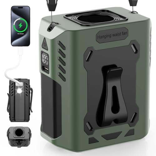 Guirngou Waist Fan, Upgraded AI Fan Max 25H Working Time, 5-Speed Strong Wind with 8000mAh Battery, Portable Belt Fans with Flashlight, Hands-Free Neck Fans for Outdoor,Camping,Travel,Sports - Image 1