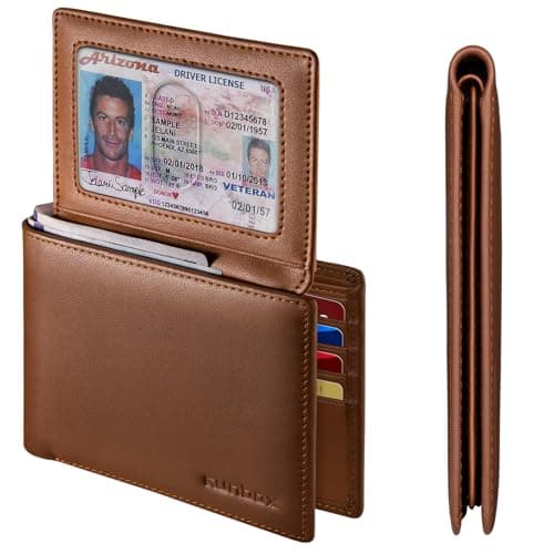 Genuine Leather Wallet for Men 12 Cards Mens Wallet Bifold Rfid Blocking with 2 ID Windows Card Holder Wallet with Gift Box - Image 1