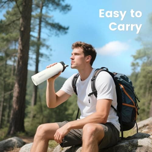 XTUSIMPLE 24oz Insulated Travel Water Bottle - Stainless Steel, Leakproof - Keeps Drinks Hot or Cold - for Outdoors, Sports, Bike, Gym, Marathon - Gift for Women, Men - Thumbnail 6