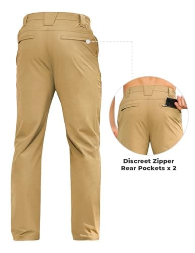 MOURCE Men's Quick Dry Cargo Pants - Water Resistant Outdoor Hiking Pants Men with 7 Pockets & Belt, Khaki - Thumbnail 5