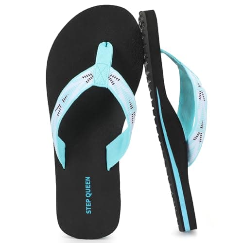 STEP QUEEN Cute Women's Flip Flops Fashion Summer Sandals Trendy Lightweight Wedge Thongs for Vacation Pool Daily Casual Non-Slip Stylish Footwear for Ladies 2026 Black Size 7 - Image 1