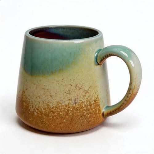 Avsunela Handcrafted 16 oz Sage & Crimson Ceramic Coffee Mug Ideal Gift