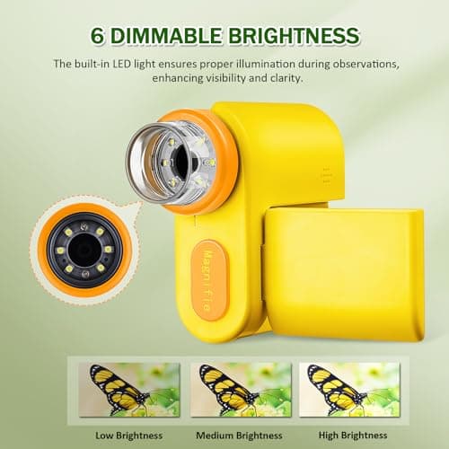 Barchrons 1000X Microscope for Kids 8-12, 4K HD Screen with 6 LED Lights, Portable Microscope for Outdoor STEM Learning, Rechargeable Science Kit, Birthday Easter Gifts for Kids - Thumbnail 5