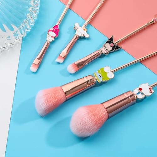 Cute Anime Makeup Brushes Set,Classical Cartoon Cosmetic Brush, Blending,Face Powder,Eyeshadow Make Up Kit, Best Gift for Girl & Young Women - Thumbnail 4