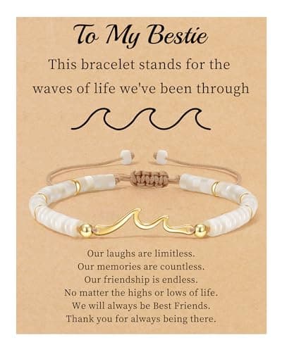 Sistble Bestie Gifts for Women, Christmas Gifts for Friend Bestie Stocking Stuffers for Teens Wave Bracelet for Women Crystal Beaded Bracelet Birthday Gift Jewelry - Image 1