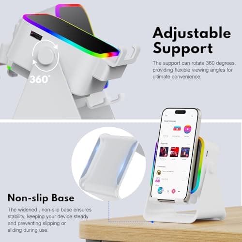 TARKARI Wireless Induction Speaker, 5 in 1 Bluetooth Speaker with Phone Stand, Charging Function 360° Rotation Phone Holder Compatible with iPhone Android iPad Samsung, Birthday Gifts for Men Women - Thumbnail 4