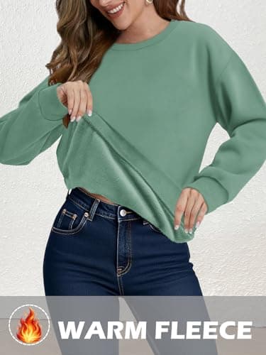 STOLKISS Women’s Oversized Cute Fleece Lined Pullover Long Elastic Sleeve Sweatshirt Comfy Fashion Pullover Thicken Tops 2025 - Thumbnail 4