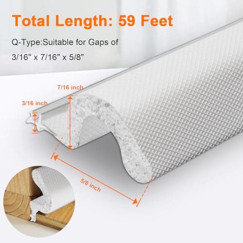 Storystore Door Weather Stripping 59 FT, Foam Kerf Weather Stripping Door Seal for Doors and Windows Insulation with Slot Card Frame - Thumbnail 3