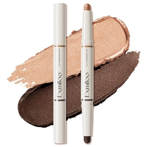 exmiloo Cream Eyeshadow Stick - 2-in-1 Dual-Ended Shimmer Eye Shadow Stick - Silky Smooth, Waterproof, Crease-Proof, Long-Lasting Eyeshadow for Women Girls (Bronze Glow) - Image 1