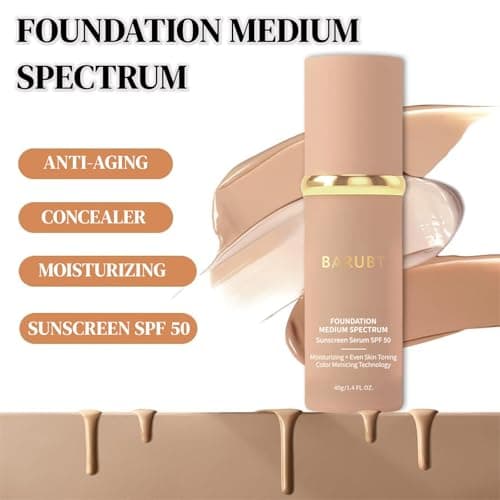 BARUBT 4 in 1 Color Changing Foundation - Medium Spectrum, Evening Skin Tone, Long-Lasting & Waterproof Hydrating Concealer with Medium to Full Coverage, Lightweight Flawless Finish Makeup 40ML*2 2PCS - Thumbnail 2