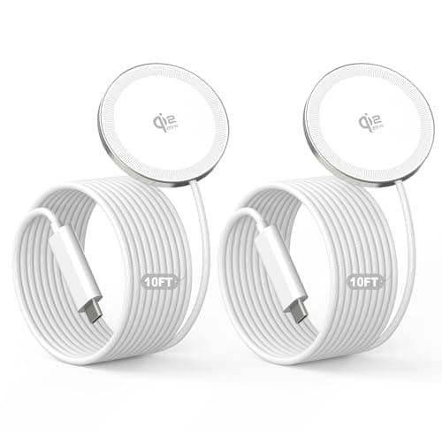 2Pack Magnetic Wireless Charger 25W Fast Charger for iPhone 17/16/15/14/13/12 Series & AirPods, Portable Wireless Charging Pad for Travel Home Office Desk, 10FT-White