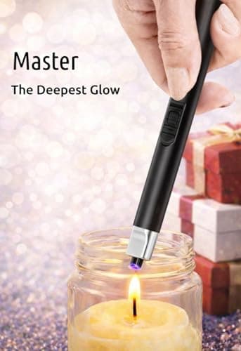 REIDEA 2 PCS Electronic Candle Lighter Arc Windproof Flameless USB Rechargeable Lighter with Safe Button for Home Kitchen (S4, Pitch Black) - Thumbnail 4