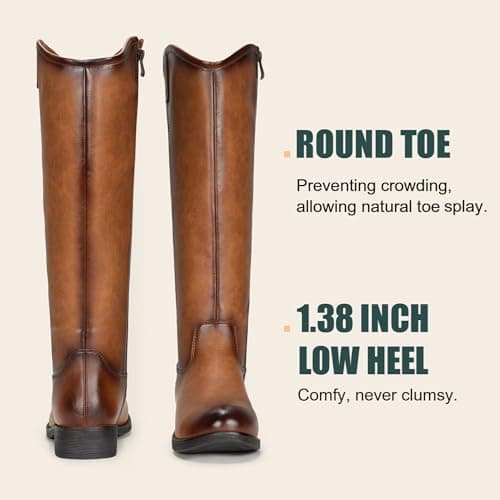 Vepose Women's Knee High Boots 956 Brown Zipper Casual Weather Tall Fashion Retro Vegan Boots for Women Size 10(CJY956 Brown pu 10) - Thumbnail 6