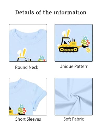 Easter Shirts for Boys Girls Bunny Easter Graphic Tshirts Kids Eggs Hunts Holiday Top 3-10T Blue - Thumbnail 4