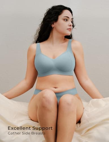 Lehoba Seamless Bras for Women, Wireless Supportive Bra Comfortable No Underwire Full Coverage Push Up Bra - Thumbnail 3