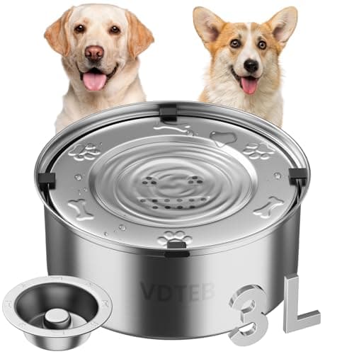 VDTEB Dog Water Bowl 3L/101oz Stainless Steel No Spill Water Bowl for Dogs Spill Proof Slow Drinking Dog Water Feeder with Anti-Slip for Medium to Large Messy Drinkers - Image 1