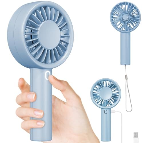 Decute Handheld Turbo Fan Strong Wind Mini Portable Fans, Hand Held USB-C Rechargeable Travel Fan for Indoor Makeup Office Desktop and Outdoor Beach, for Women Girl Men Boy(blue) - Image 1
