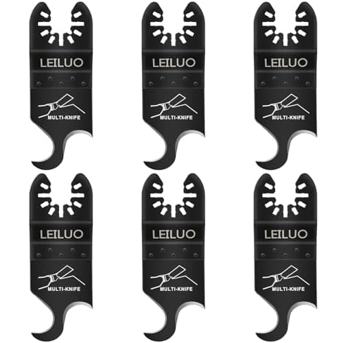 LEILUO 6 Pcs Oscillating Multi Tool Hook Knife Blade for Carpet Roof Shingles Soft Materials Universal Oscillating Tool Accessory with Storage Bag Compatible with DeWalt Dremel Milwaukee and More