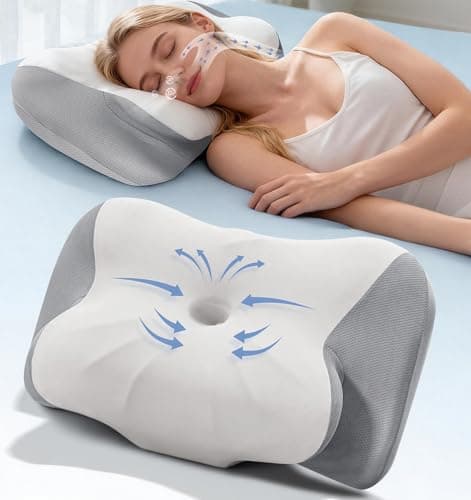 Cervical Neck Pillow – Ergonomic Contoured Memory Foam Pillow for Neck & Shoulder Pain Relief, Dual-Height Spine Alignment for Side, Back & Stomach Sleepers, Cooling Ice Silk Pillowcase – Queen - Image 1