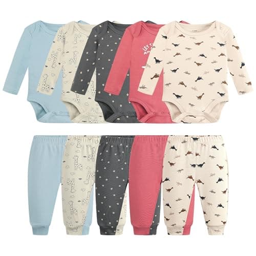 Baby Newborn Layette 10-Piece Set Cotton Bodysuits Long Sleeve Pants Sets Baby Boys Girls Toddler Unisex Baby Gift Sets Cute Animal for 0 3 Months - Image 1