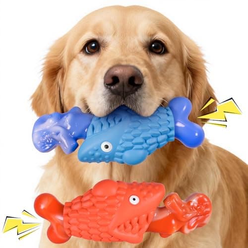 Kseroo Tough Dog Toys for Aggressive Chewers: 2 Pack Indestructible Dog Toys to Keep Them Busy, Tough Chew Toys for Large Dogs, Nylon & Rubber Dog Chew Bones, Squeaky Dog Toy for Large Breed - Image 1