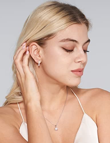 IMOLOVE Huggie earrings for women Ear Cuff Moissanite Stud Earrings Hypoallergenic Sterling Silver with 18K White Gold Plated Earrings-30A - Thumbnail 4