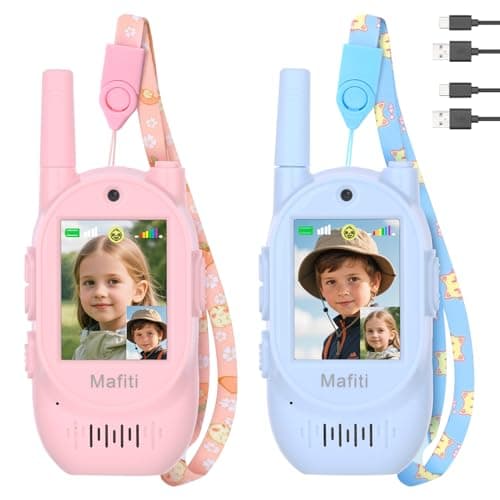 Mafiti Video Walkie Talkies for Kids 2 Pack Rechargeable 1000 Feets Long Range Toddler Toys Birthday Gifts for 3 4 5 6 7 8 Year Old Boys Girls (Blue+Pink) - Image 1