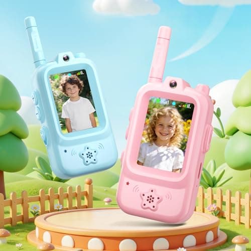 Video Walkie Talkies for Kids, 2 Pack Walkie Talkies with Screen, Rechargeable Kids Walkies Talkies, Long Range Radio with 4 Voice Effects, Outdoor Gift Toys for Park,Camping,Garden,Hike Ages 3-12 - Image 1